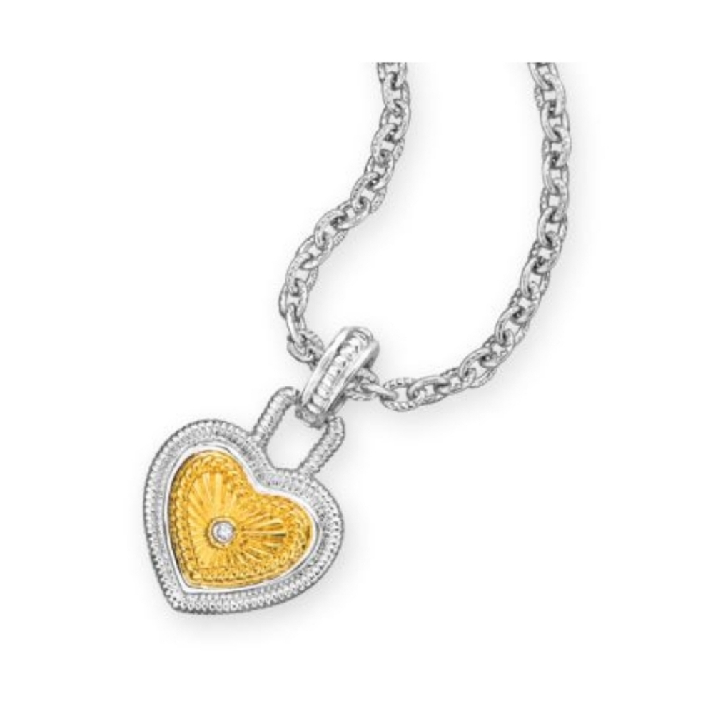 Two tone heart necklace
